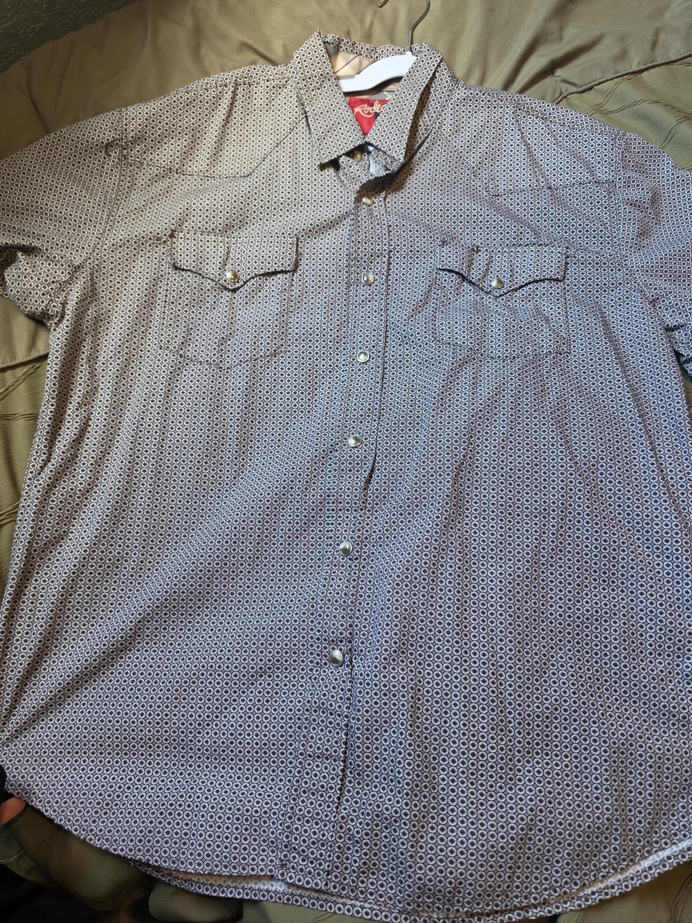 Men's Short Sleeve Patterned Button-Up Shirt - Blue